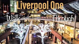 Liverpool One shopping centre walk around city center part 2 at night Christmas lights