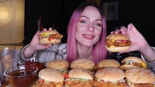 MUKBANG | 10 чизбургеров де люкс | KFC 10 cheeseburgers | не AASMR