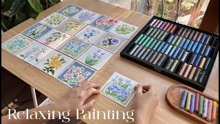 Relaxing Art Video ⎥Easy Oil Pastel Flower Painting Ideas 