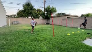 Elijah's Soccer Drill: Dribbling Through Poles & Shooting