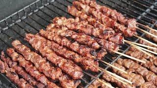 How to make Sach Ko Jakak (Cambodian Beef Sticks Kabobs) ដំបងសាច់គោនៅកម្ពុជា