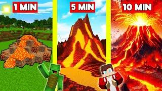 VOLCANO Build Battle In Minecraft - NOOB VS PRO CHALLENGE - Maizen Mizen Mazien Parody