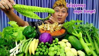 Mantap surantap"  MUKBANG LALAPAN MENTAH + ikan asin + SAMBAL TOMAT tanpa nasi