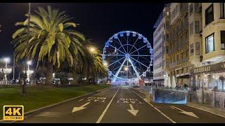 POV Night Walking San Sebastián city before Christmas 