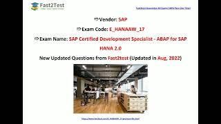 [Aug, 2022] Fast2test E_HANAAW_17 PDF Dumps and E_HANAAW_17 Exam Questions (96-111)