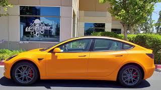 Tesla Model 3  3M Matte Orange Wrapped by Wraptopus