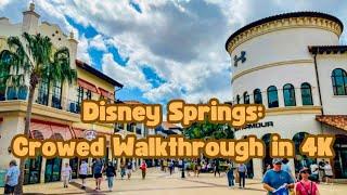 Disney Springs Spring Break 2025 Walkthrough in 4K with Heavy Crowds| Walt Disney World 2025