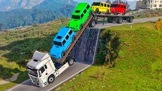 Cars vs Unfinished Road #4 Challenge in BeamNG Drive - BeamNG Crown - Mobil vs Unfinished Road