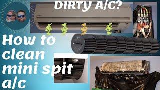 How to clean a (ductless) mini-split a/c unit! Stinky, moldy, clean it yourself