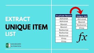 Dashboard Automation | Extract Unique List Using Formula in Excel