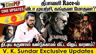 #Thala Ajith's VidaaMuyarchi & #Suriya's Kanguva-Dewali clash - Karunas Slams Vijay- Cinepep Updates