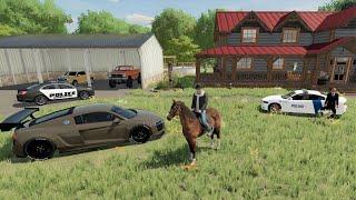 Cops use horse and night vision to find bad guys | Farming Simulator 22