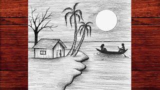 Kolay Karakalem Manzara Resmi Çizimi Nasıl Yapılır - Adım Adım Karakalem Çizimleri - Çizim Mektebi