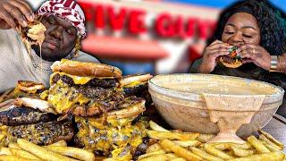 MAKING FIVE GUYS GRILLED CHEESEBURGER AT HOME!! | HASHTAG THE CANNONS | MUKBANG EATING SHOW