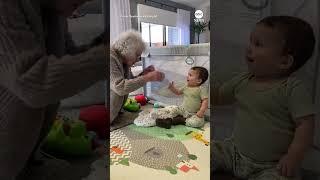 93-year-old woman with dementia lights up around her great-grandson