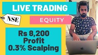 April 13th - Live Trading Rs 8200 Profit from 0.3% Scalping in Equity -NSE