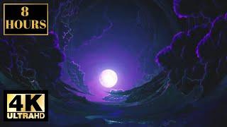 Moon Night Purple Skies Wallpaper Screensaver Background 4K 8 HOURS With Relaxing Music