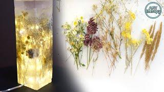 DIY Epoxy resin lamp from wildflowers.[ Night light lamp ] RESIN ART