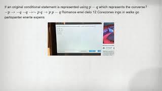 If an original conditional statement is represented using p-q which represents the converse? -parrow