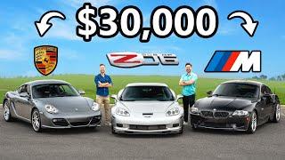 Porsche Cayman S vs Corvette Z06 vs BMW Z4M // $30,000 Question