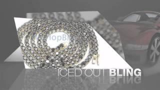 All Black CZ Prong Set Gold 1 Row Iced Out Chain