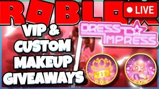 (CUSTOM MAKEUP, VIP GIVEAWAYS) Dress To Impress (Roblox)