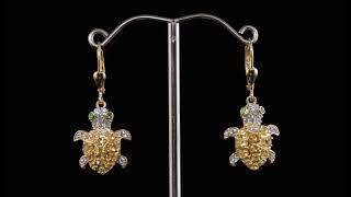 Citrine, Zircon & Chrome Diopside Turtle Dangle Earrings in 18K Yellow Gold over Sterling Silver