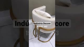 Cadeira Poltrona Base de Metal Dourada C/ Veludo Off White - Indústria Decore Em Porto Ferreira