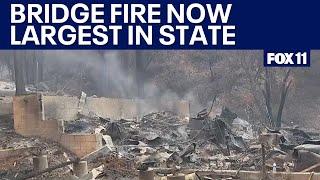 Bridge Fire: Dozens of homes destroyed as fire pushes 50,000 acres