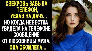 Свекровь забыла телефон, уехав на дачу. Но когда невестка увидела сообщение от любовницы мужа...