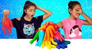 3 COLORS OF GLUE SLIME GLOVES CHALLENGE SIS vs SIS!!!