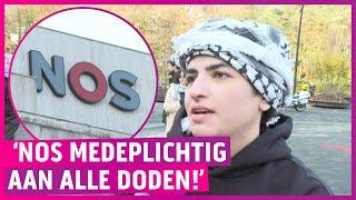 Woeste pro-Palestijnse aanhangers blokkeren NOS-gebouw!