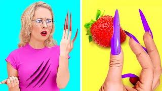 PROBLEMAS GRACIOSOS DE LAS CHICAS CON LAS UÑAS MÁS LARGAS || Trucos de manicura por 123 GO! GOLD