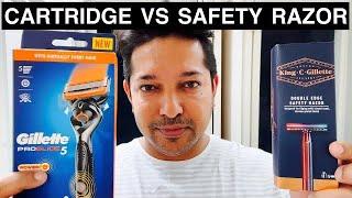 Cartridge Razor VS Safety Razor 4K - Gillette Fusion Proglide Power VS King C #Gillette