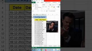 Excel Day Name Formula: The Function You Didn't Know You Needed | Excel shortcut | tips & tricks