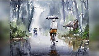 How To Make Rain Effect In Watercolour By Sunil Linus De