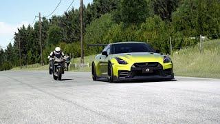 Kawasaki Ninja H2R Supercharged vs Nissan GT-R Tuned vs Ferrari F12 TDF Tuned at Old SPA