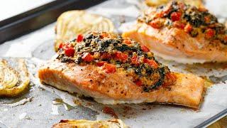 Stuffed Salmon with Roasted Fennel [Low-Carb Mediterranean Recipe]