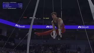 Brody Malone on Rings - Day 1 of the U S Olympic Gymnastics Trials 2024