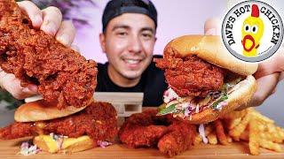 DAVES HOT CHICKEN | NASHVILLE STYLE HOT CHICKEN TENDERS + CHICKEN SANDWICHES | MUKBANG