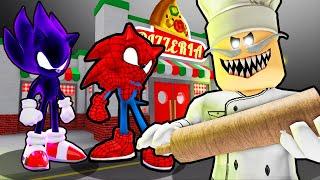 DARK SONIC AND SPIDERMAN SONIC VS PAPA PIZZA'S PIZZERIA IN ROBLOX