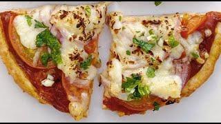 Pizza Casera Sin levadura en 5 minutos con 4 ingredientes.