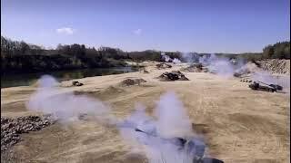 Swedish Archer artillery systems shooting from gravel pit!