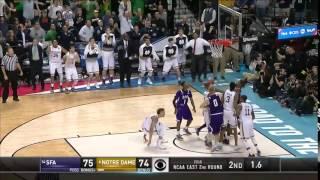 Stephen F. Austin vs. Notre Dame: Rex Pflueger tip-in & Lumberjacks miss