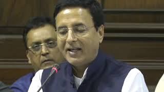 Randeep Singh Surjewala addresses media in Parliament House on the Electoral Bonds Scam