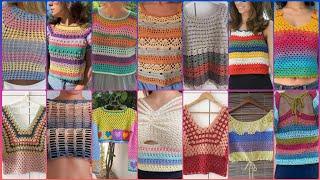 100+Crochet Colourful tops in different different style #crochet #crochetfashionideas #trending