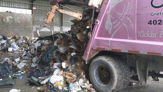 Garbage Truck Transfer Station, Rear Load Garbage Truck Hopper View, Trash Route