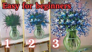 EASY Flower Painting For Beginners / Step by step for beginners