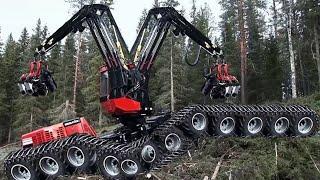 Dangerous Fastest Chainsaw Cutting Tree Machines, Big Felling Tree Heavy Equipment Machine