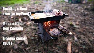 Firebox Stove Grill Experiment with Trangia Burner / Homemade Beef Burgers with Bacon & Eggs